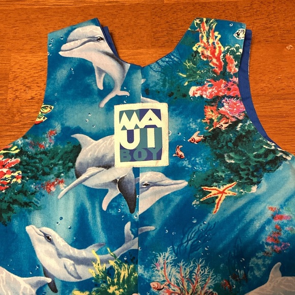 Baby Boys 12 Month Maui Boy Dolphin Under the Sea Reef Overalls 100% Cotton Blue - Picture 6 of 8